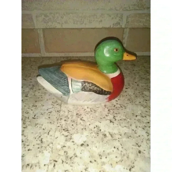Vtg Mallard Duck Ceramic Porcelain Duck Decoy Cottagecore Farmhouse - Picture 4 of 8